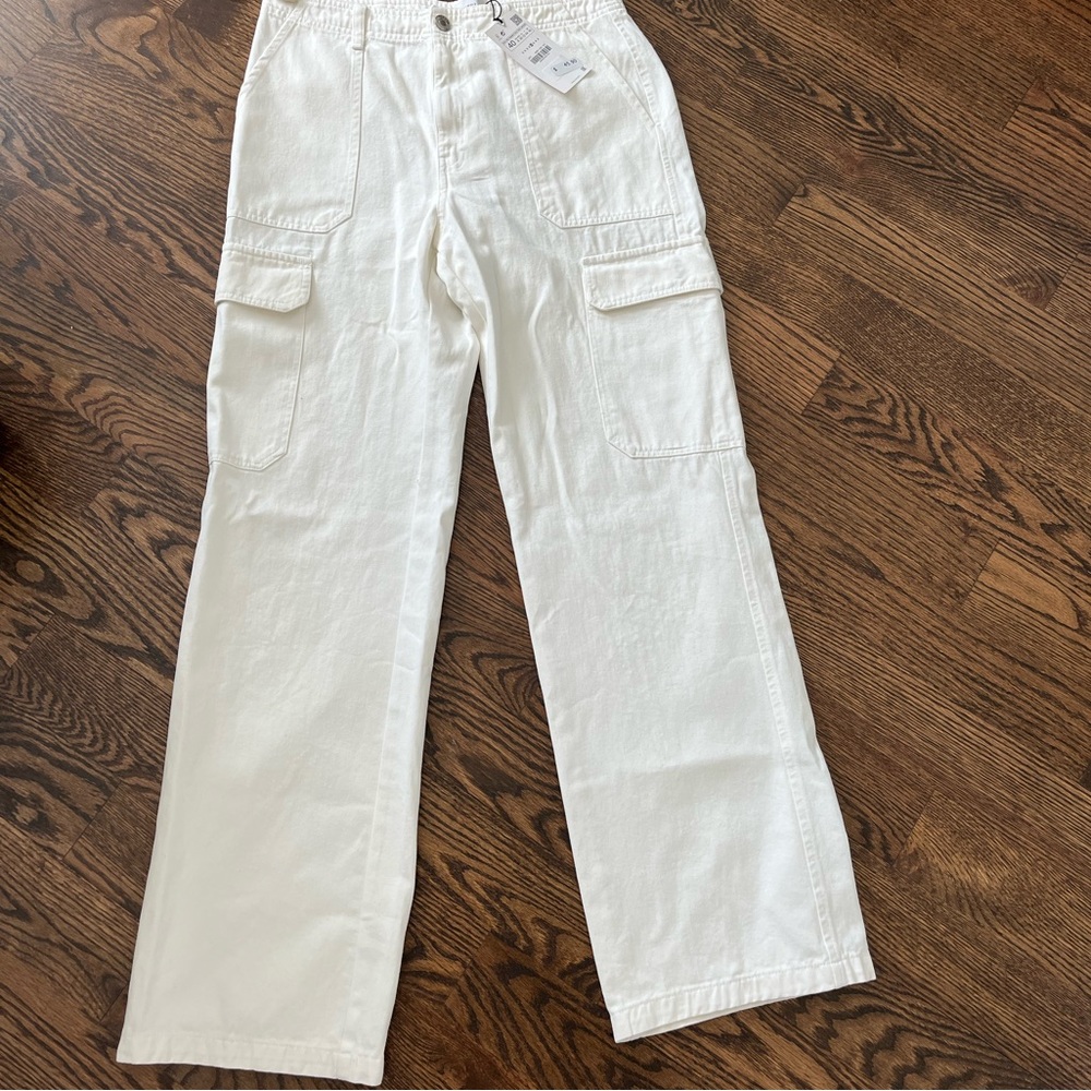 NWT White Cargo Pants